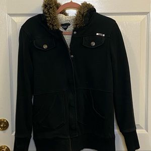 Black Roxy Sherpa Zip Hoodie